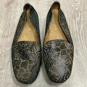 NWOT Aerosoles Army Leather Animal Print Slip On Flats 7.5M